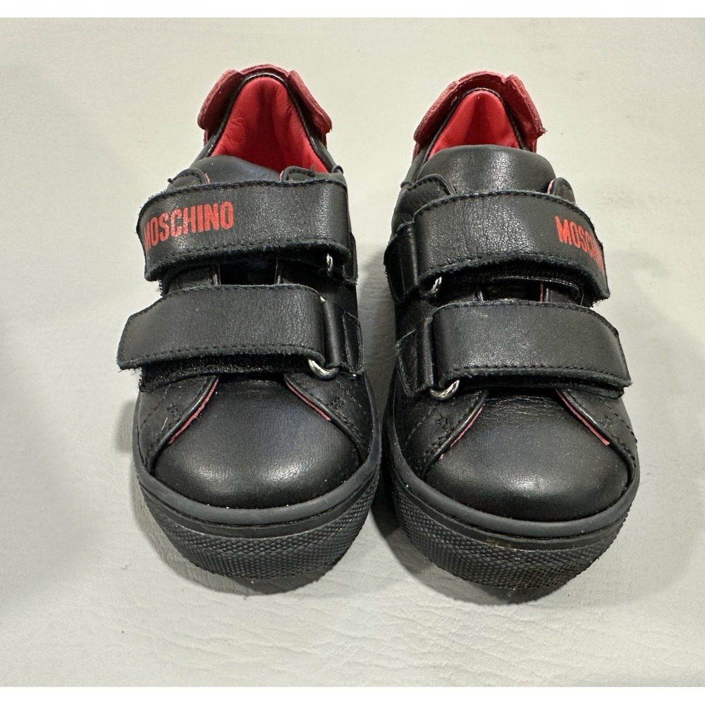 Moschino Black & Red Logo Strap  Chunky Sneakers Shoes Boys‎ Size 24 Us Size 8